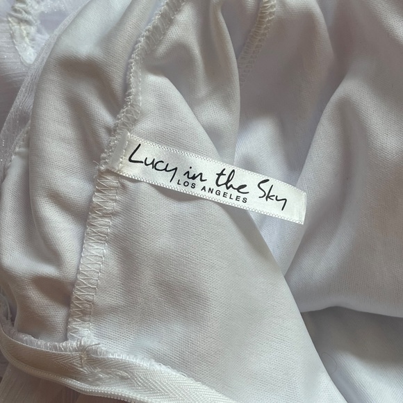 Lucy in the Sky White Women's NEIA Ruffle Chiffon White Dress Size M - Picture 6 of 13